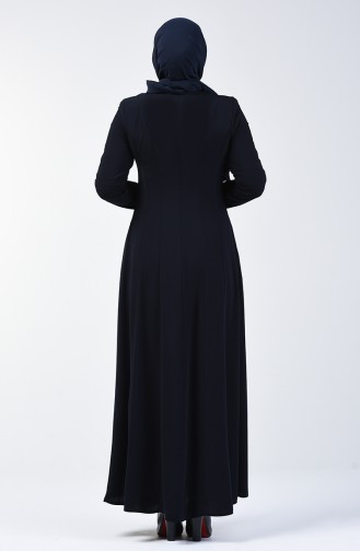 Spitzen Abaya mit Reissverschluss  3007-03 Dunkelblau 3007-03