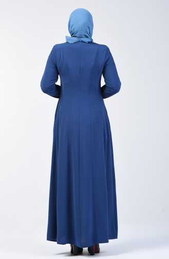 Lacy Zippered Abaya 3007-05 Indigo 3007-05