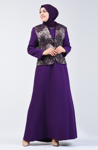 Plus Size Jacket Dress Double Set 7k7704200-04 Purple 7K7704200-04
