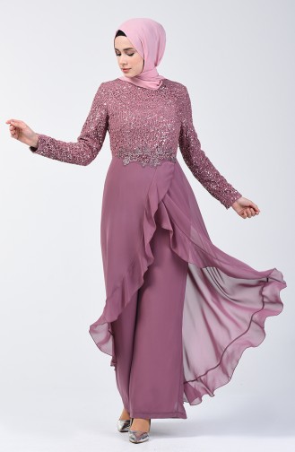 Beige-Rose Hijab-Abendkleider 52767-01