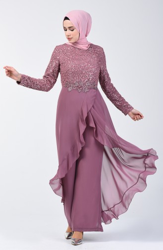 Dusty Rose Hijab Evening Dress 52767-01