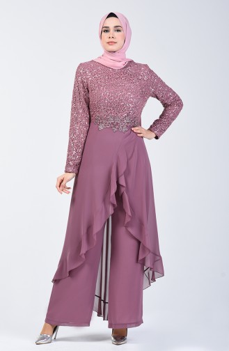 Dusty Rose Hijab Evening Dress 52767-01