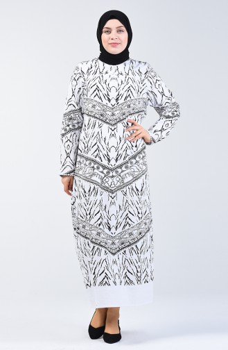 Şile Cloth Patterned Dress 4444-02 White 4444-02