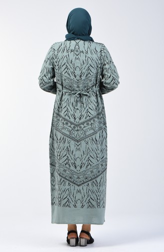 Şile Cloth Patterned Dress 4444-03 Almond Green 4444-03