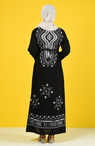 Şile Cloth Patterned Dress 5555-10 Black White 5555-10