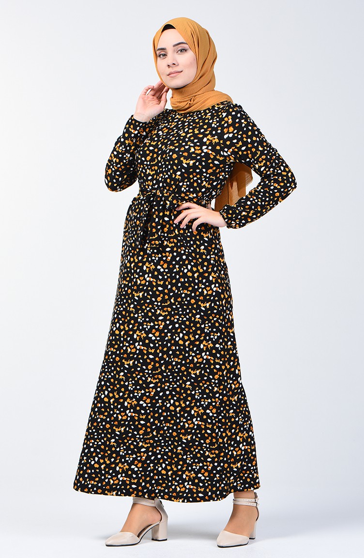 Mustard Hijab Dress 036202 Sefamerve