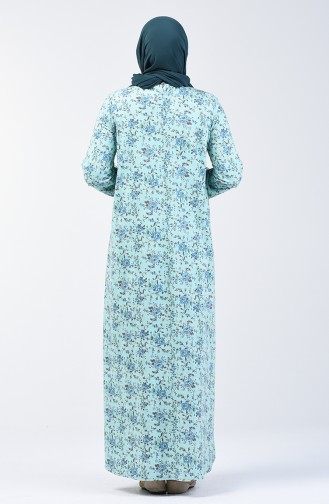 Çiçek Desenli Elbise 6169-01 Yeşil