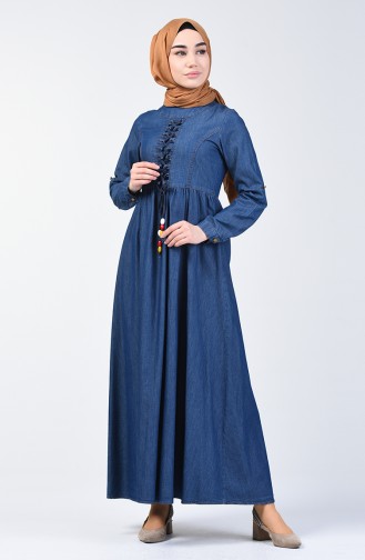 Navy Blue Hijab Dress 6139-01