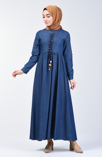 Dunkelblau Hijab Kleider 6139-01