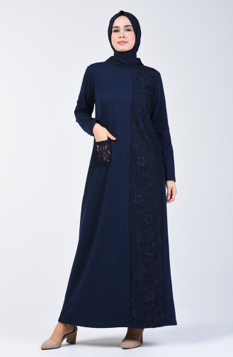 Navy Blue İslamitische Jurk 3157-02