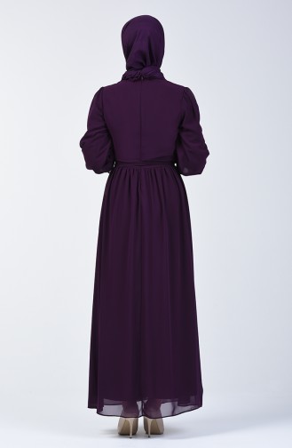 Belted Chiffon Dress 5133-08 Purple 5133-08