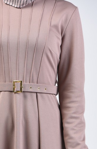 Robe à Ceinture 1404-01 Beige 1404-01