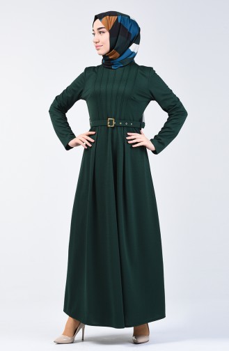 Belted Dress 1404-04 Emerald Green 1404-04