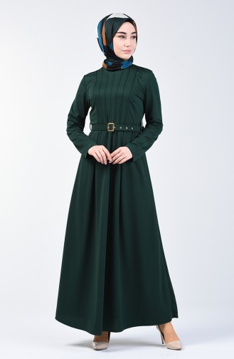 Belted Dress 1404-04 Emerald Green 1404-04