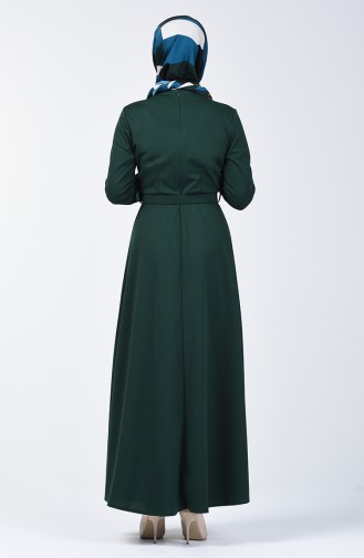 Robe à Ceinture 1404-04 Vert émeraude 1404-04