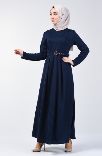 Belted Dress 1404-06 Navy Blue 1404-06