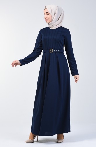 Belted Dress 1404-06 Navy Blue 1404-06