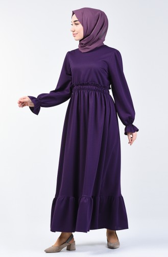 Kleid mit elastische Taille 4532-01 Lila 4532-01