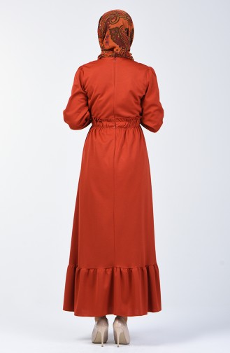 Beli Lastikli Elbise 4532-04 Kiremit