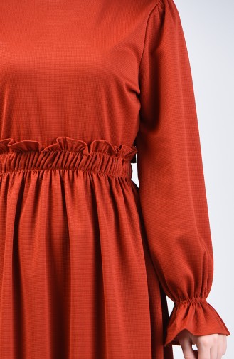 Beli Lastikli Elbise 4532-04 Kiremit