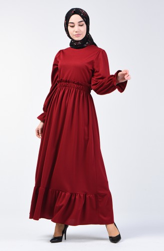 Kleid mit elastische Taille 4532-06 Weinrot 4532-06