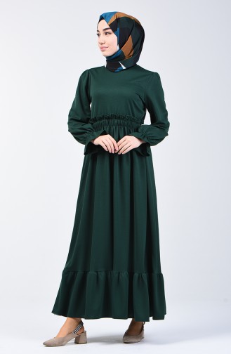 Elastic waist Dress 4532-07 Emerald Green 4532-07