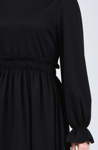 Kleid mit elastische Taille 4532-08 Schwarz 4532-08