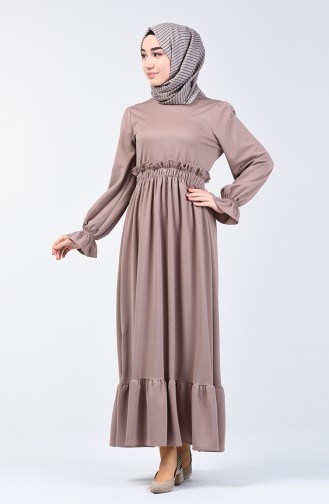 Kleid mit elastische Taille 4532-09 Beige 4532-09