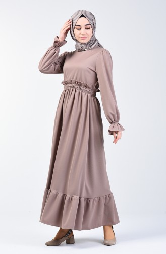 Kleid mit elastische Taille 4532-09 Beige 4532-09