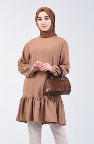 Aeroben Fabric Shirred Tunic 0048-07 Light Coffee 0048-07