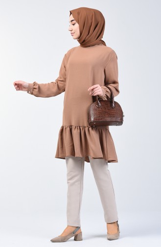 Aeroben Fabric Shirred Tunic 0048-07 Light Coffee 0048-07