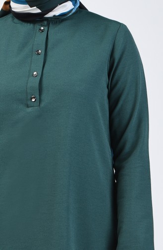 Düğmeli Tunik 3168-01 Zümrüt Yeşili