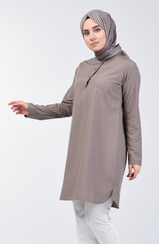 Düğmeli Tunik 3168-03 Vizon