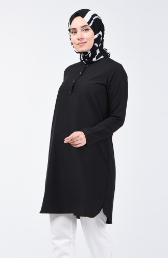 Düğmeli Tunik 3168-07 Siyah