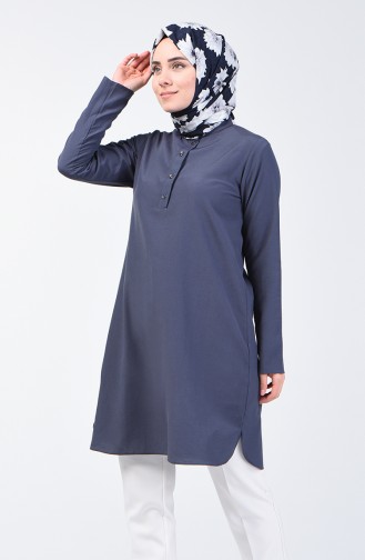 Düğmeli Tunik 3168-08 Füme