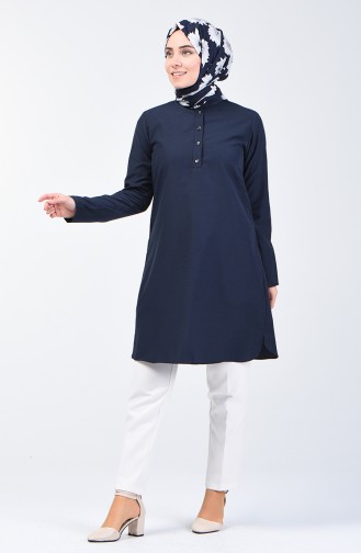 Buttoned Tunic 3168-09 Navy Blue 3168-09