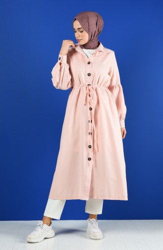 Arm Detailed Shirred Coat 9035-01 Powder 9035-01