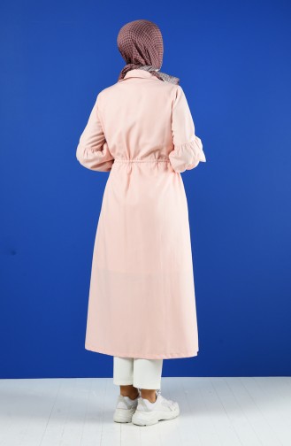 Arm Detailed Shirred Coat 9035-01 Powder 9035-01