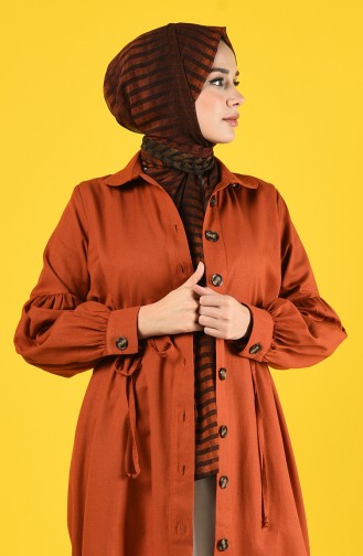 Arm Detailed Shirred Coat 9035-02 Tile 9035-02