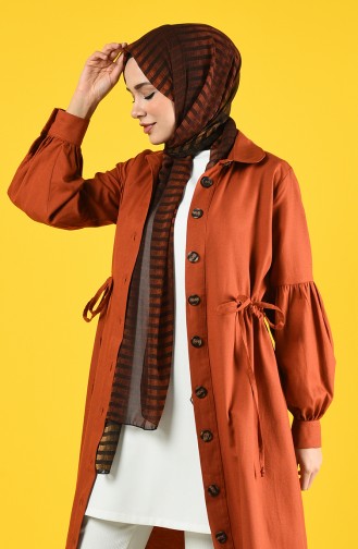 Arm Detailed Shirred Coat 9035-02 Tile 9035-02