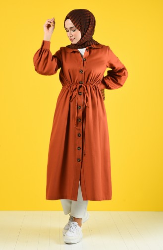 Arm Detailed Shirred Coat 9035-02 Tile 9035-02