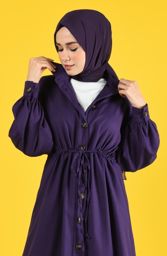 Arm Detailed Shirred Coat 9035-06 Purple 9035-06