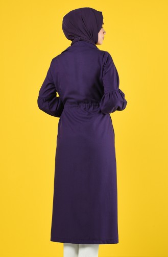 Arm Detailed Shirred Coat 9035-06 Purple 9035-06