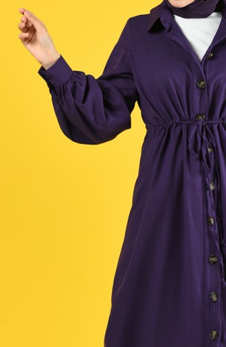 Arm Detailed Shirred Coat 9035-06 Purple 9035-06