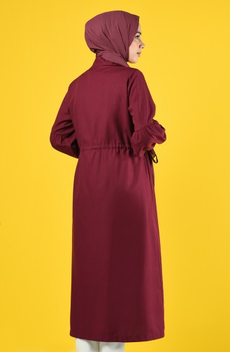 Arm Detailed Shirred Coat 9035-07 Damson 9035-07