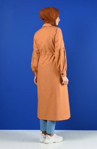 Arm Detailed Shirred Coat 9035-08 Biscuit 9035-08