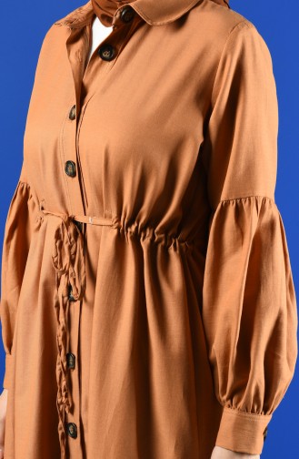 Arm Detailed Shirred Coat 9035-08 Biscuit 9035-08