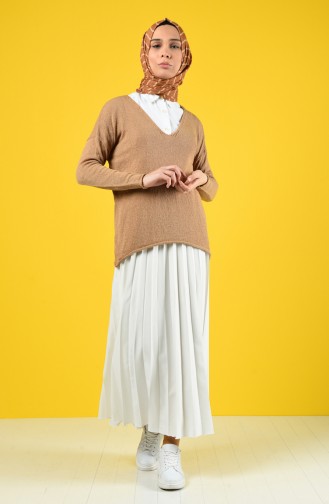 Thin Knitwear Short Sweater 0757-02 Milk Coffee 0757-02