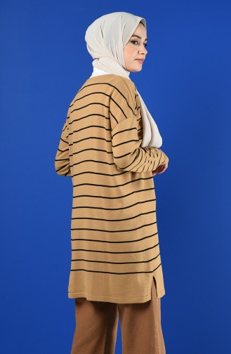 Knitwear Striped Tunic 1230-08 Milk Coffee 1230-08