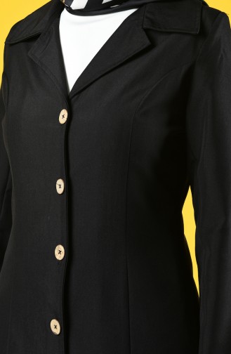 Buttoned Topcoat with Pockets 3169-01 Black 3169-01